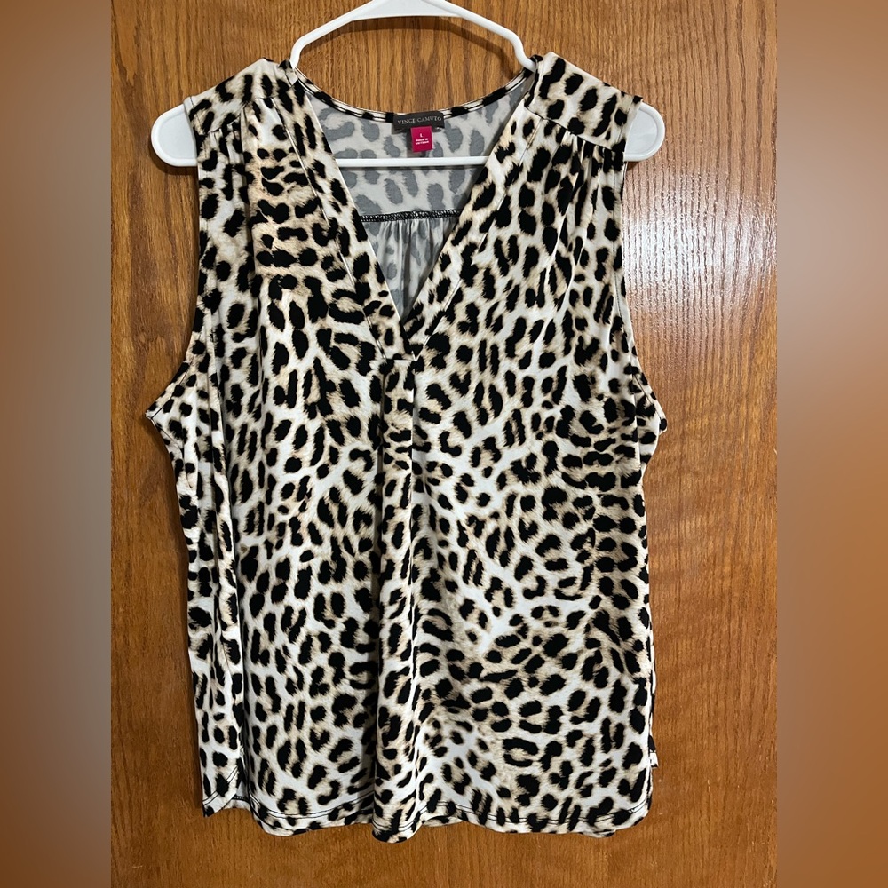 Vince Camuto Animal Print V-Neck Blouse
